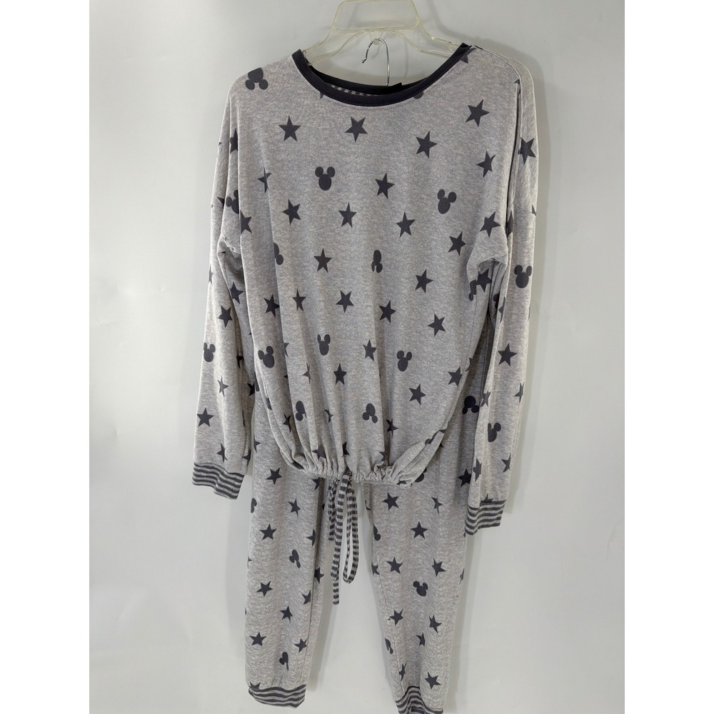 Disney Mickey Mouse Stars Lounge Set Gray Pajamas Top Joggers Medium